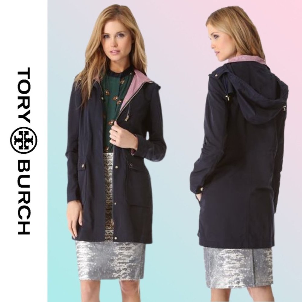 NWT Tory Burch Amanda Hooded Anorak Jacket - Navy